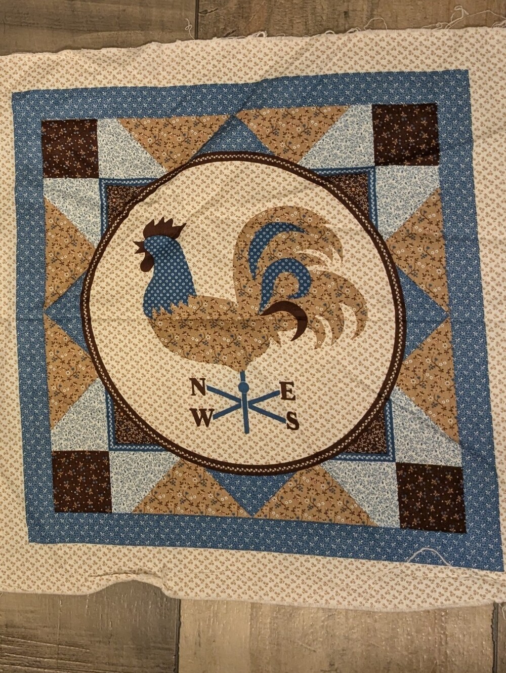 Vintage Cranston Prints Rooster Pillow Panel Fabric Crafts Calico